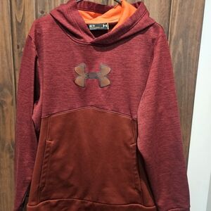 Under Armour Maroon Hoodie with Orange Lining Mens size Medium